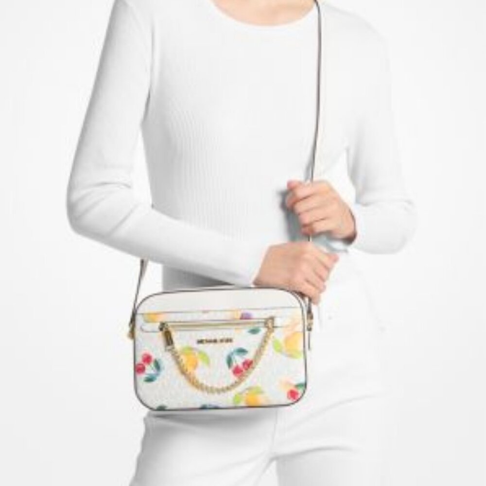 ❌SOLD❌ NWT Michael Kors Jet Set Large Fruit Print Logo Crossbody Bag - Picture 6 of 6